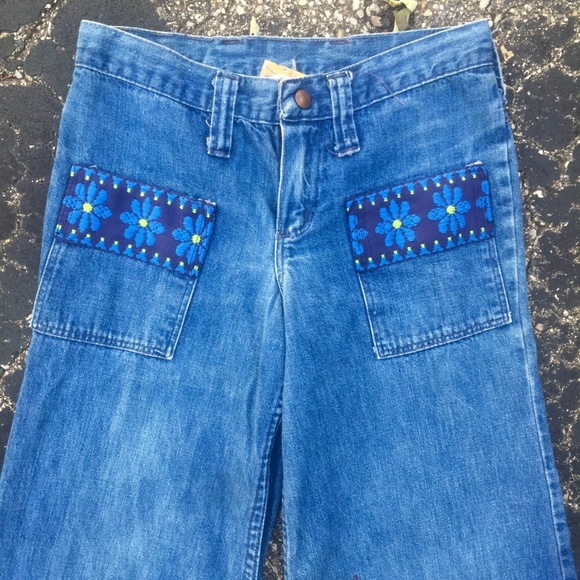 SOLD—- VINTAGE 60s Mega Bell Bottom Jeans - Picture 2 of 8
